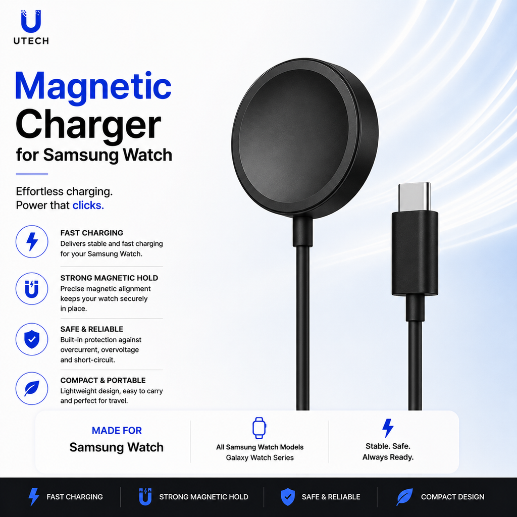 Magnetic Fast Charging Wireless Charger Type-C Charging Cable Watch Charger For Samsung Galaxy Watch 6 5 Pro 5 4 3 Active 2