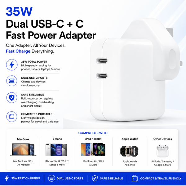 35W Dual USB-C Port Power Adapter