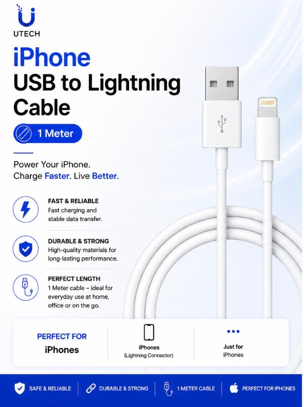 iPhone USB to lightning cable (1m)