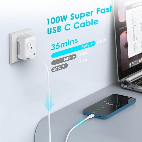 USB C Charger Cable,6FT/1.8M USBC to USBC Cable 100W 5A Type C Charger