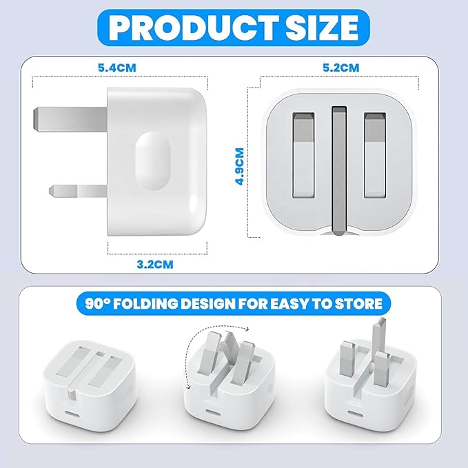 iPhone 17 16 15 Charger,Fast Charger USB C to C Cable and Plug UK 20W