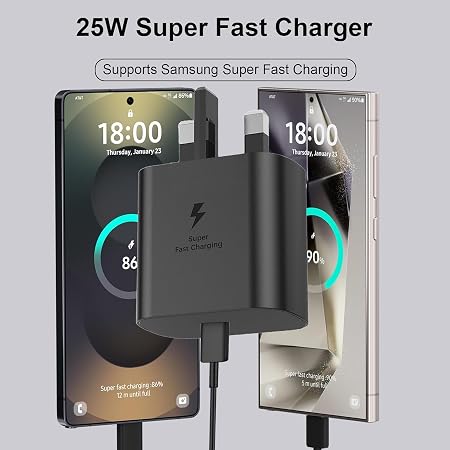 For Samsang 25W Super Fast Charger Plug & USB-C to C charge cable (1m)