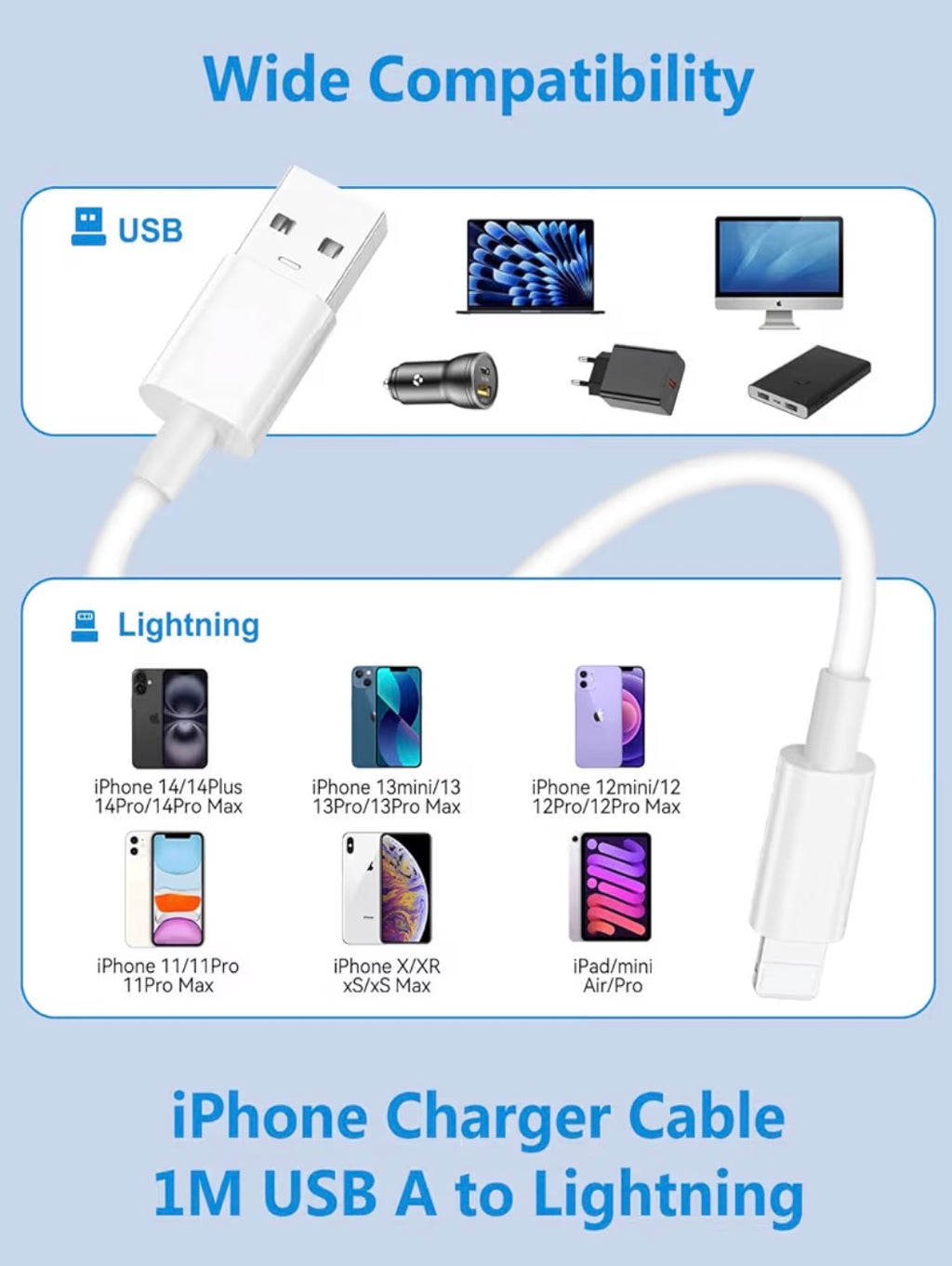 iPhone USB to lightning cable (1m)