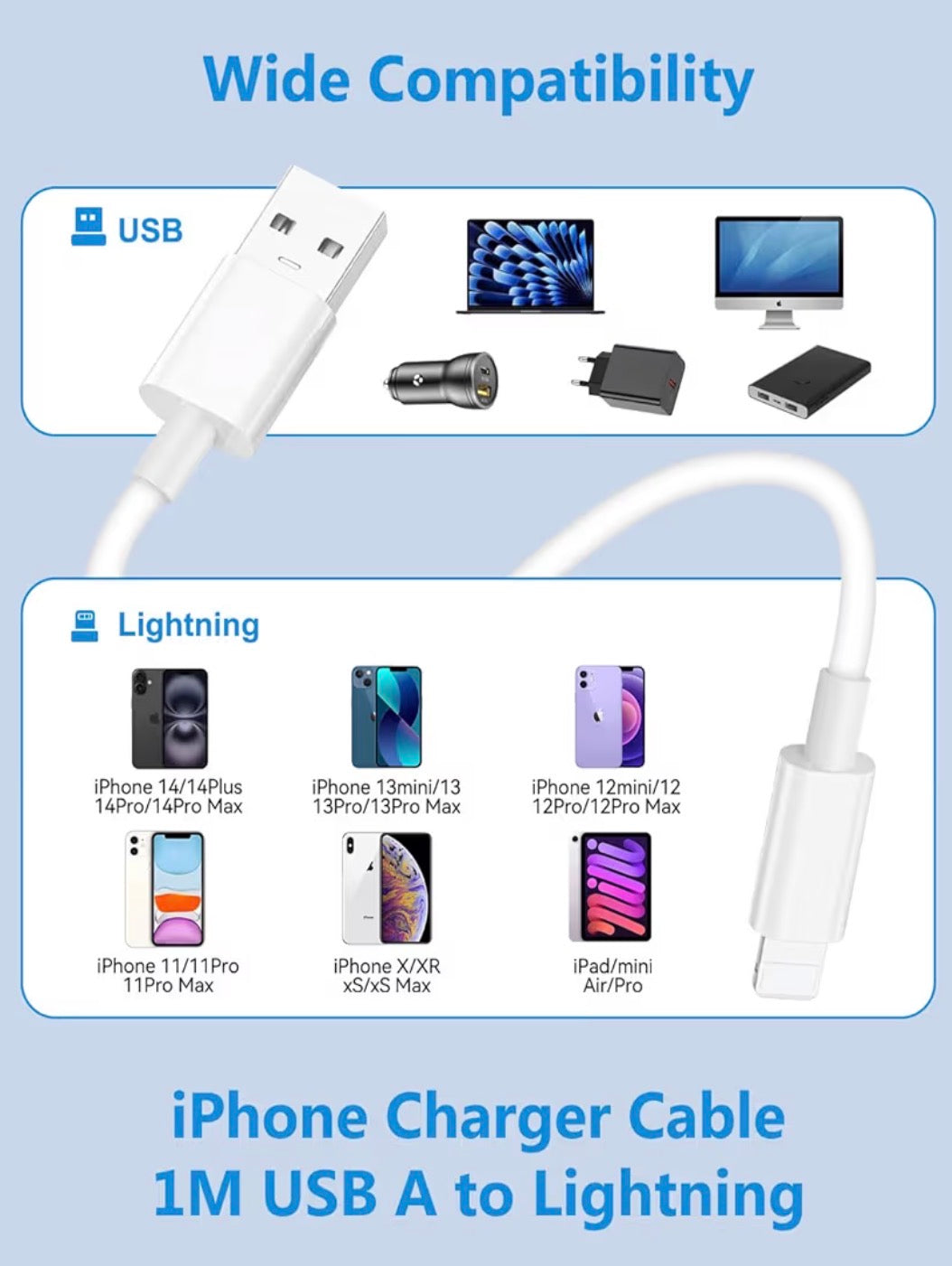 iPhone USB to lightning cable (1m)