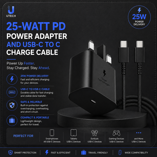 For Samsang 25W Super Fast Charger Plug & USB-C to C charge cable (1m)