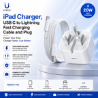 iPad Charger,USB C to Lightening Fast Charging Cable and Plug