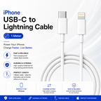 iPhone Charger Cable 1M [Apple MFi Certified] USB-C to lightning Cable
