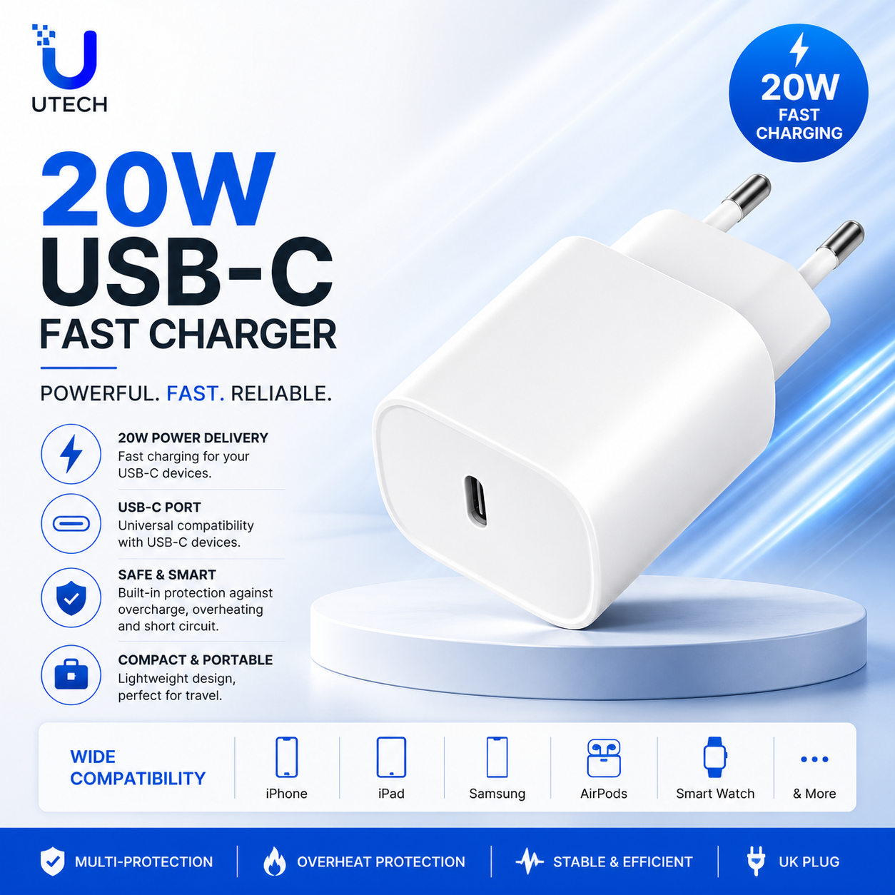 20W EU USB C power adopter